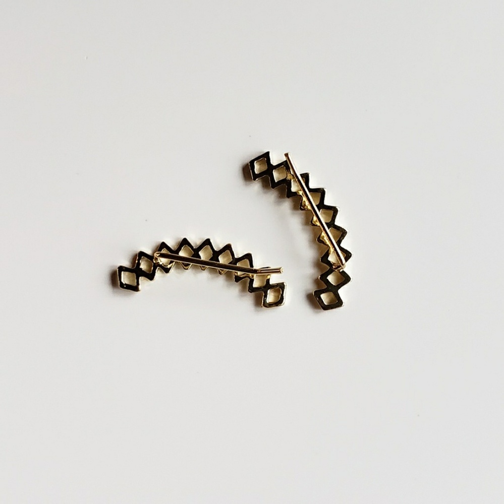 Geometric Diamond Climbers Earrings - Picture 4 of 8